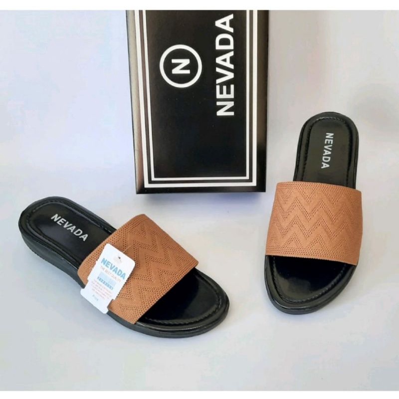 (COD) SANDAL SELOP NEVADA RAJUT IMPORT PREMIUM SLOP SLIP ON WANITA TERBARU