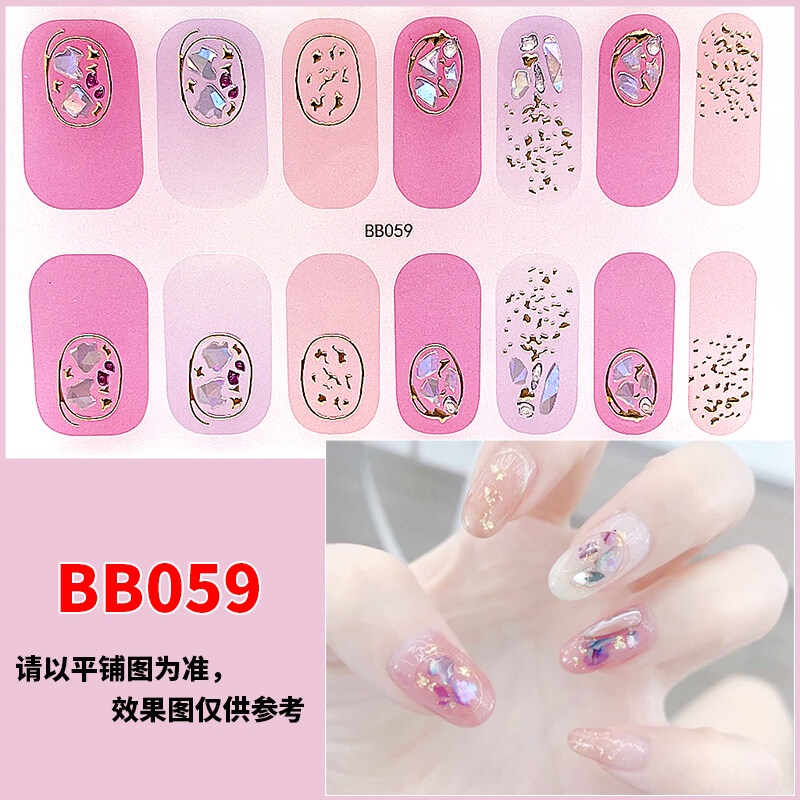 BB 14Pcs/Set Stiker Kuku 3d Desain Bermotif High End Berlian Mutiara Permata Warna-Warni Untuk Tempel Tahan Air Tahan Lama Menicure Stickers Korea Self Adhesive Fashion Sticker kuku Full Aksesoris Dapat Kupas Mudah Digunakan Dan Dilepas Anti Air Nail Art