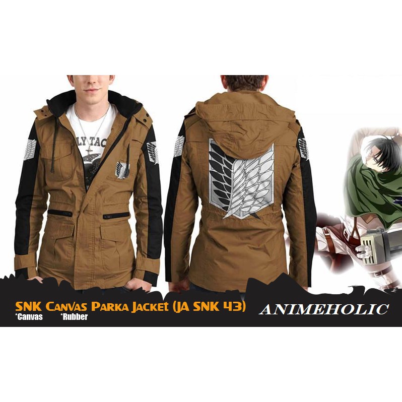 Jaket Anime Attack On Titan Canvas Parka Jacket Hoodie (JA SNK 43)