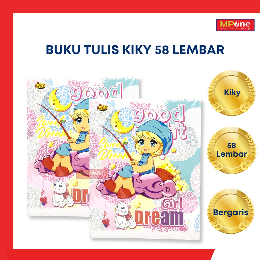 

(1 PAK) Buku Tulis Kiky / Buku Tulis Kiky 58 Lembar / Buku Tulis Kiky Bergaris