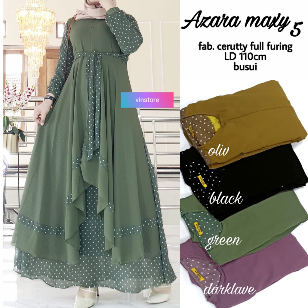 Baju Gamis Pesta Big Size Muslim Polkadot Wanita Busui Harian Tebal Lembut Kekinian Terbaru 2022 Cer