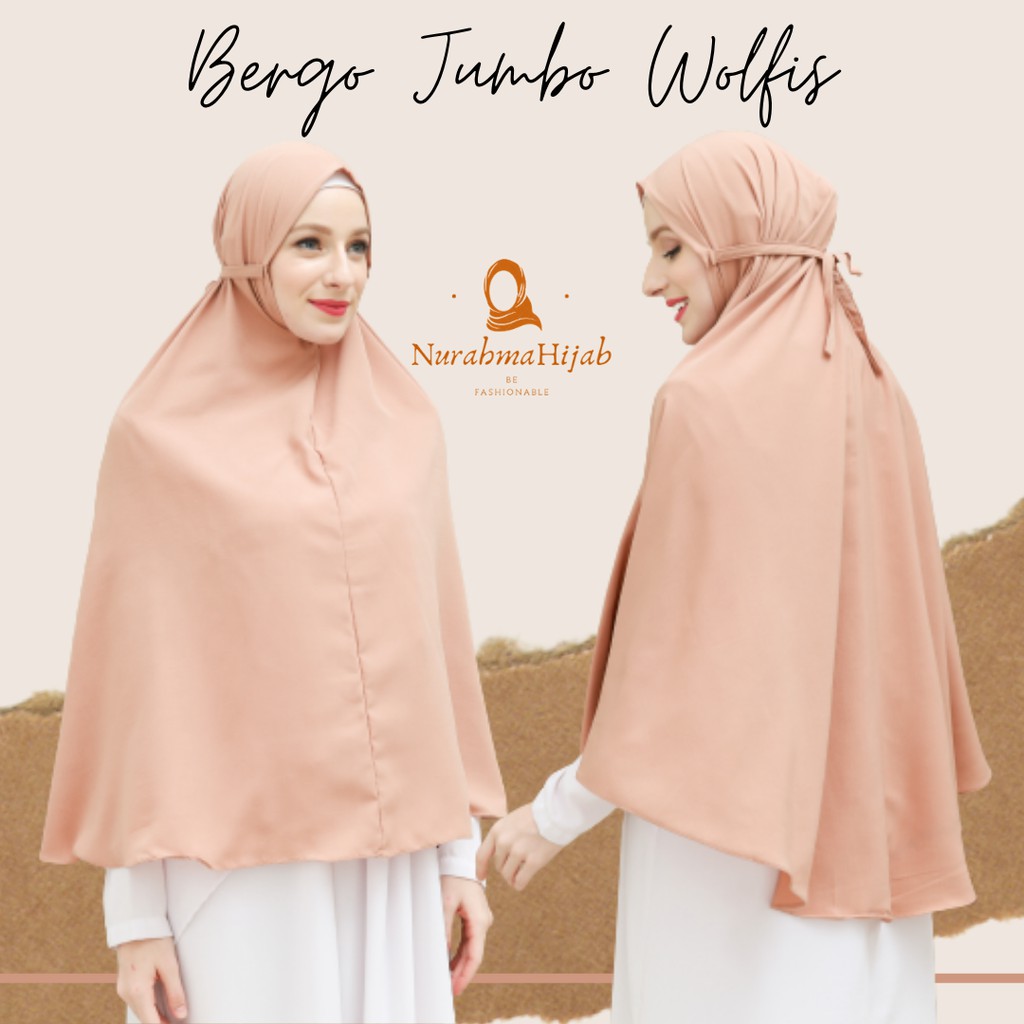 Khimar Bergo Jumbo Wolfis Non Ped / Khimar Jumbo Tali Non Ped / Hijab Instan Maryam Syari