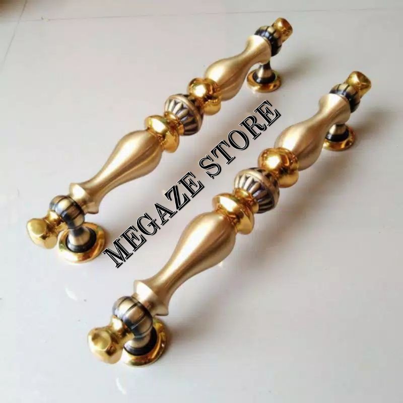 Kuningan Asli Gagang Pintu Rumah Motif Bima Panjang 40 Cm Handel Pintu Rumah Kuningan