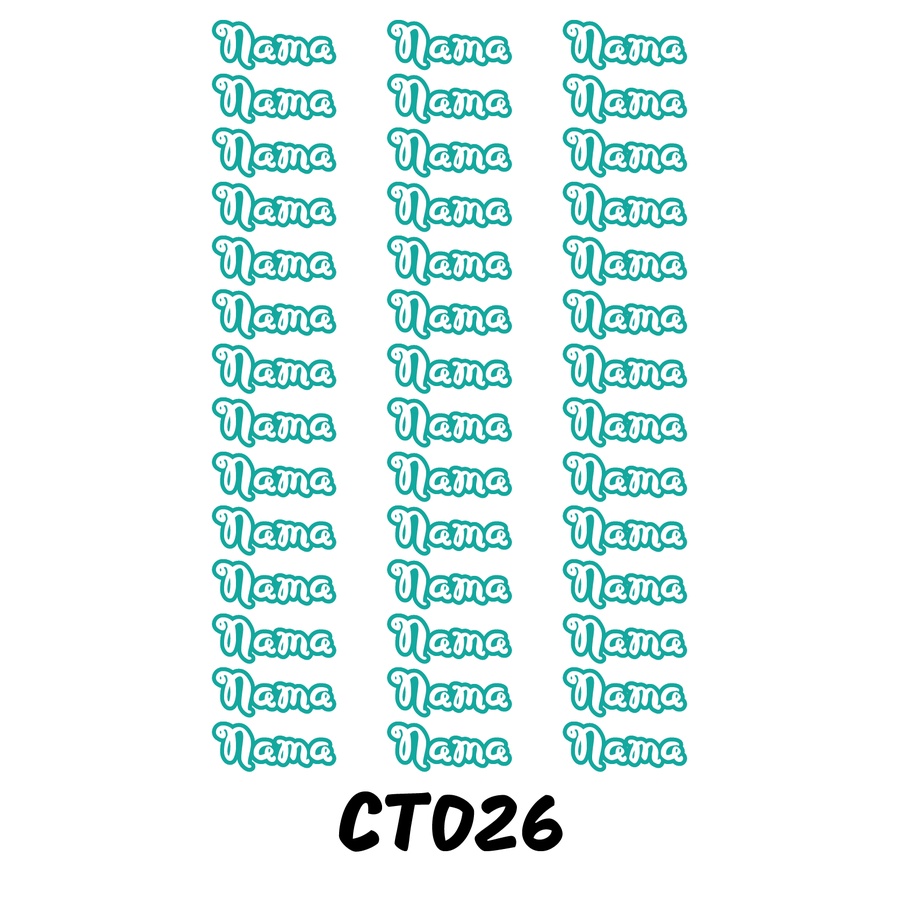 

Sticker Nama Cutting Label Waterproof Tahan Air Text 26 (CT026)