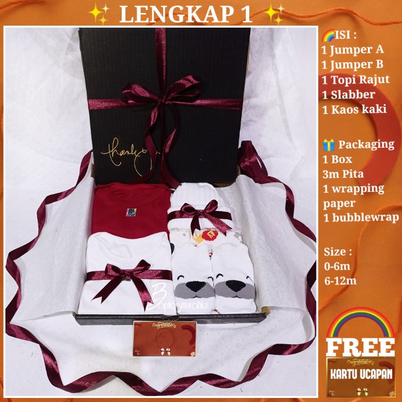 KADO BAYI GIFT SET BABY hampers baju box perempuan laki parsel lahiran kembar BTM bajutasmurahku-🔴Lengkap 1☝:5