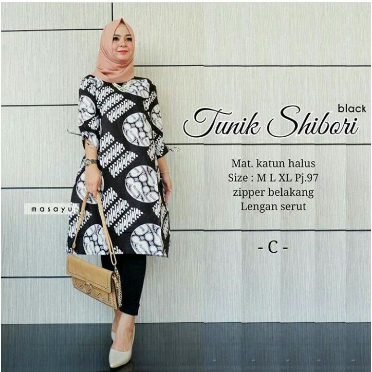Hot Promo! Atasan Wanita Tunik Batik Murah Seragam Batik Kerja Guru Modern