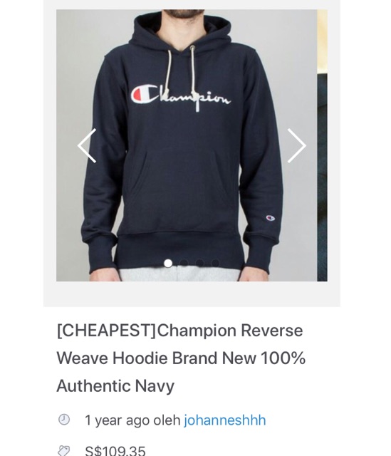 navy champion hoodie reverse weave