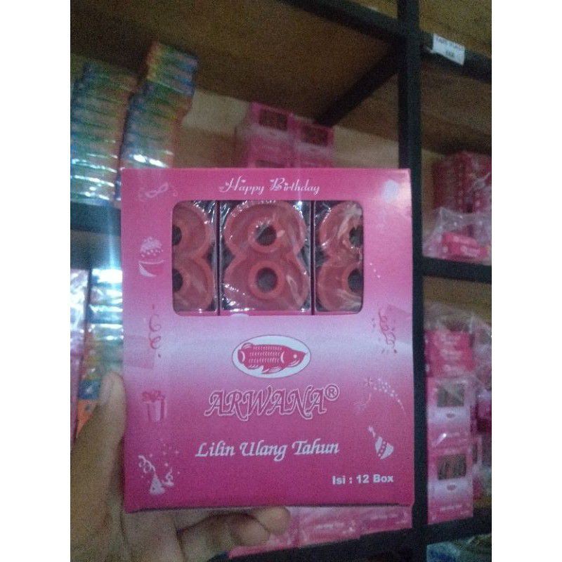 LILIN ULANG TAHUN ANGKA ARWANA 12pcs / LILIN ANGKA ULTAH / LILIN ANGKA 1 KOTAK