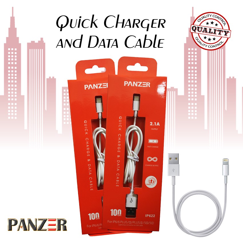 Panzer Quick Charge &amp; Data Cable for iP 5/5s/5c/6/6+