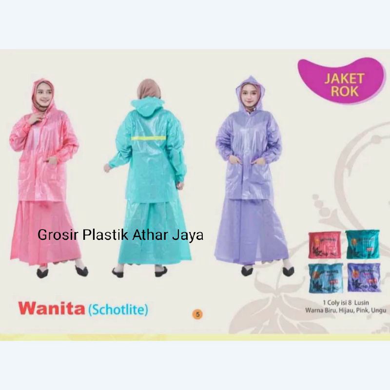 Jas Hujan Jaket Rok / Jas Hujan Muslimah / Jas Hujan Wanita / Jas Hujan Setelan Rok / Jas Hujan Elep