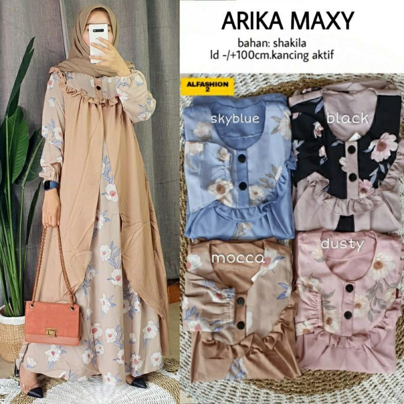 Arika Maxy, GAMIS LEBARAN CANTIK FIT XL LD 100 BAHAN SHAKILA IMPORT TERMURAH KEKINIAN OOTD