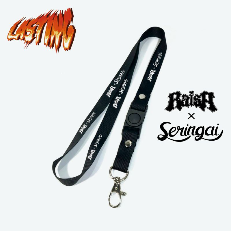 

Lanyard RAISA X SERINGAI tali lanyard BAND gantungan kunci name tag id card kartu nama / lanyard podss vapee RAISA X SERINGAI gantungan / bisa cod lanyard best seller lanyard murah lanyard hitam