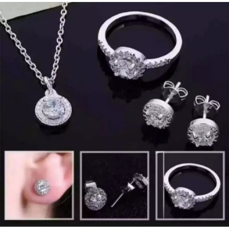 Set perhiasan titanium silver anti karat