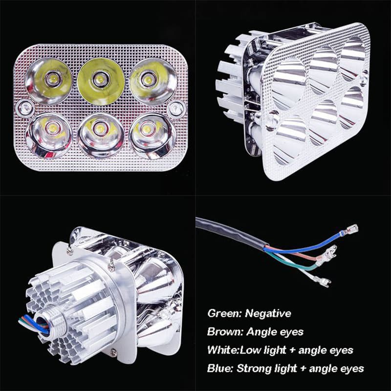 Lampu Motor Bentuk Kotak 6 LED