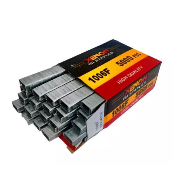 

Refill Isi Staple Gun XENON 1006F 5000pcs / Alat Staples Tembak Heckter Hekter model U 6mm