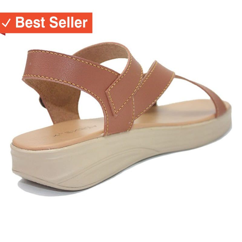 SANDAL WANITA KAKI MURAH / Klensia Sendal Wanita Tali Women Sandal Tan 671-004 - Tan