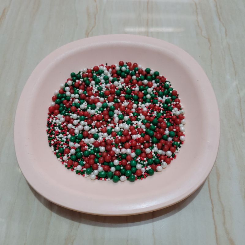 

sprinkle sugar pearl warna christmas hiasan kue/cupcake natal 3 warna