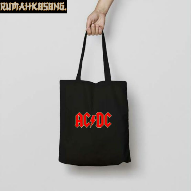 TOTE BAG ACDC / TOTEBAG RESLETING HITAM / TOTEBAG BAND METAL / TAS JINJING / TOTEBAG CANVAS / TOTE B