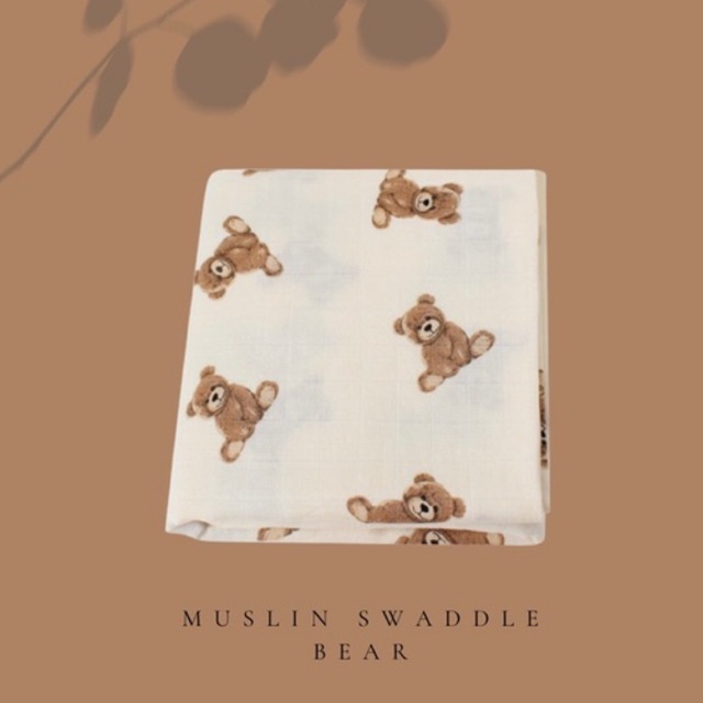 Muslin Swaddle Teddy Bear / Selimut Bayi / Bedong Bayi / Bedong Bamboo / Bamboo Swaddle
