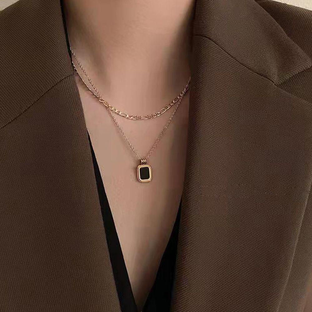 Mxbeauty Liontin Kubus Kalung Kreatif Hip Hop Gadis Hadiah Rantai Tembaga Sederhana Gaya Korea Kalung