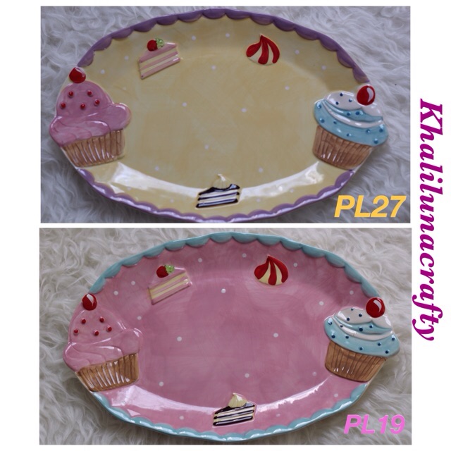 Piring oval shabby import Turki Motif Timbul (PL19&27)