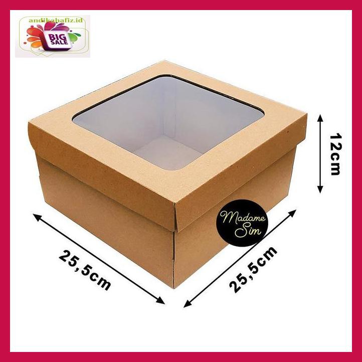 

S4Wfe5- Kotak Kue - Cake Box 25 X 25 X 12 Cm - Coklat + Jendela Y8Gkty-
