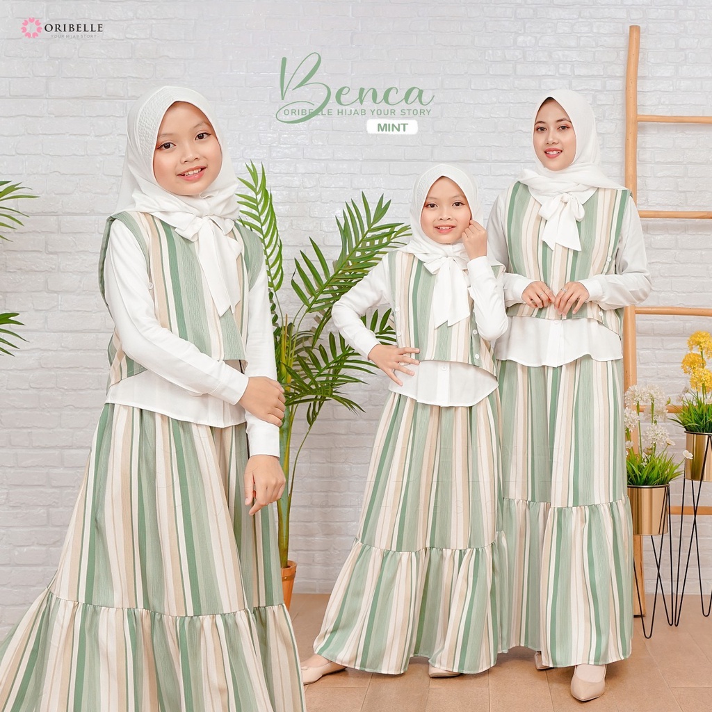 BENCA BY ORIBELLE Kids Setelan Baju Muslim Anak dan Remaja Perempuan / Setelan Blouse Rok Vest by or