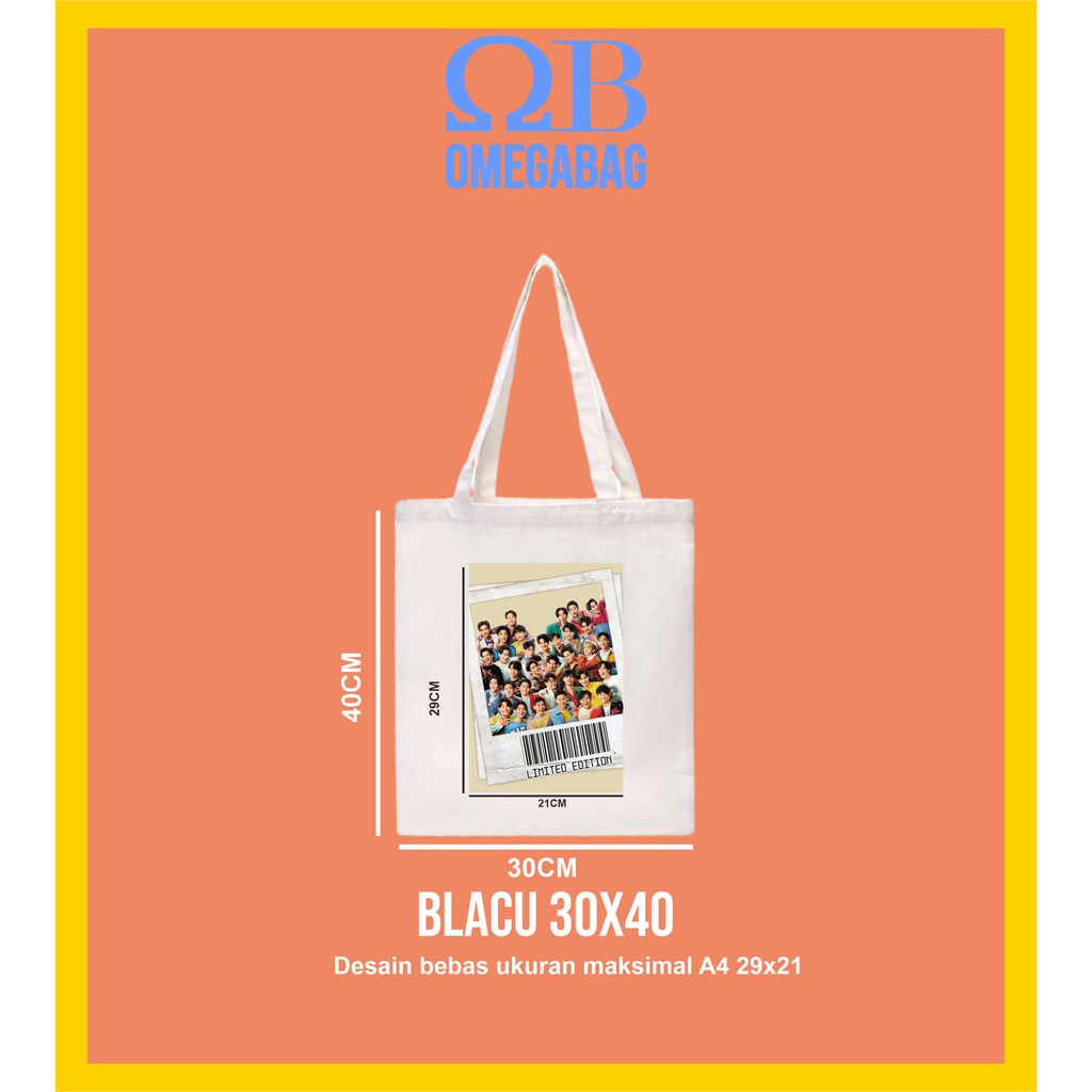 TOTEBAG BLACU CUSTOM 30X40 BISA SATUAN