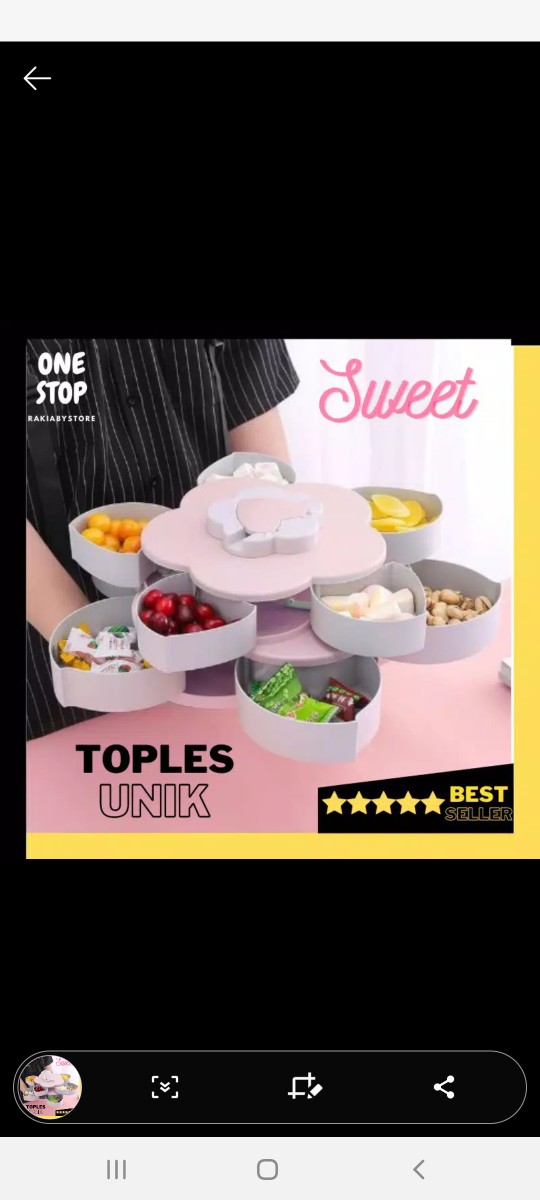 Toples Bunga Putar / Candy Gift Box Tempat Kue,snack,candy Unik 2 Susun Toples Kue Lebaran - Pink