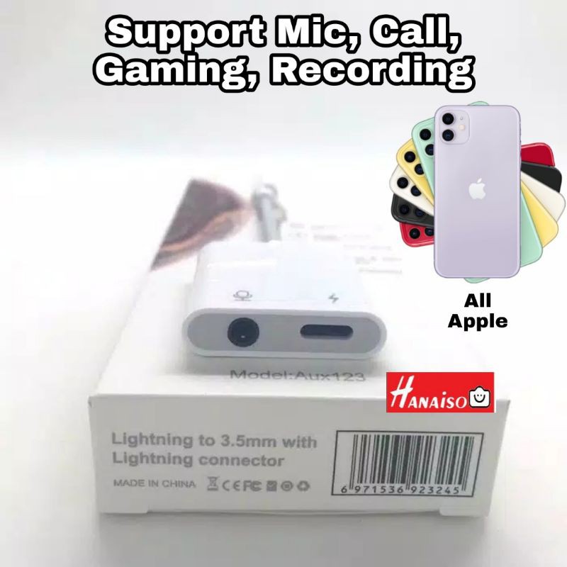 Termurah Medan ( BISA OPEN MIC ) SPLITTER Iphon 3.5mm LIGHTNING ADAPTER Converter untuk LIVE / Rekaman Tiktok BM800 BM8000 SMULE BIGO