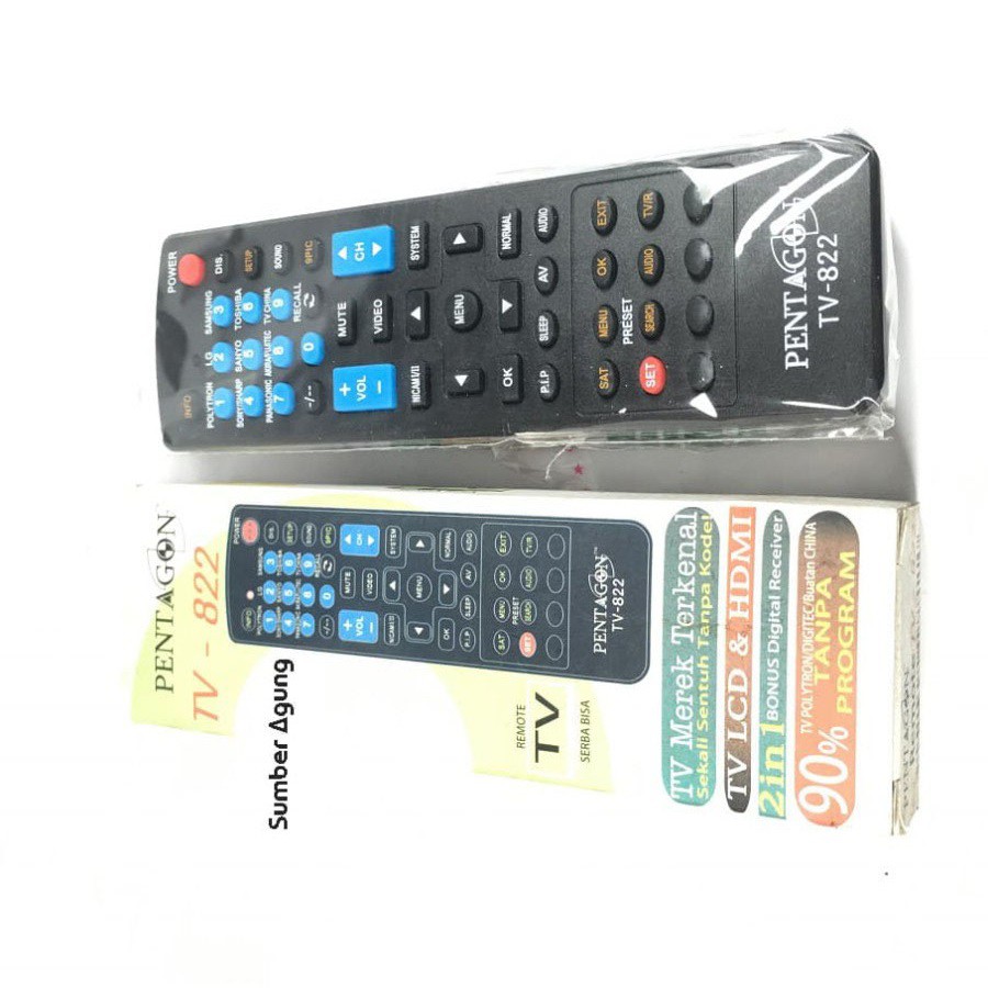 Pentgon TV822 Remote TV Tanpa Set Remot Universal Bisa Receiver 822