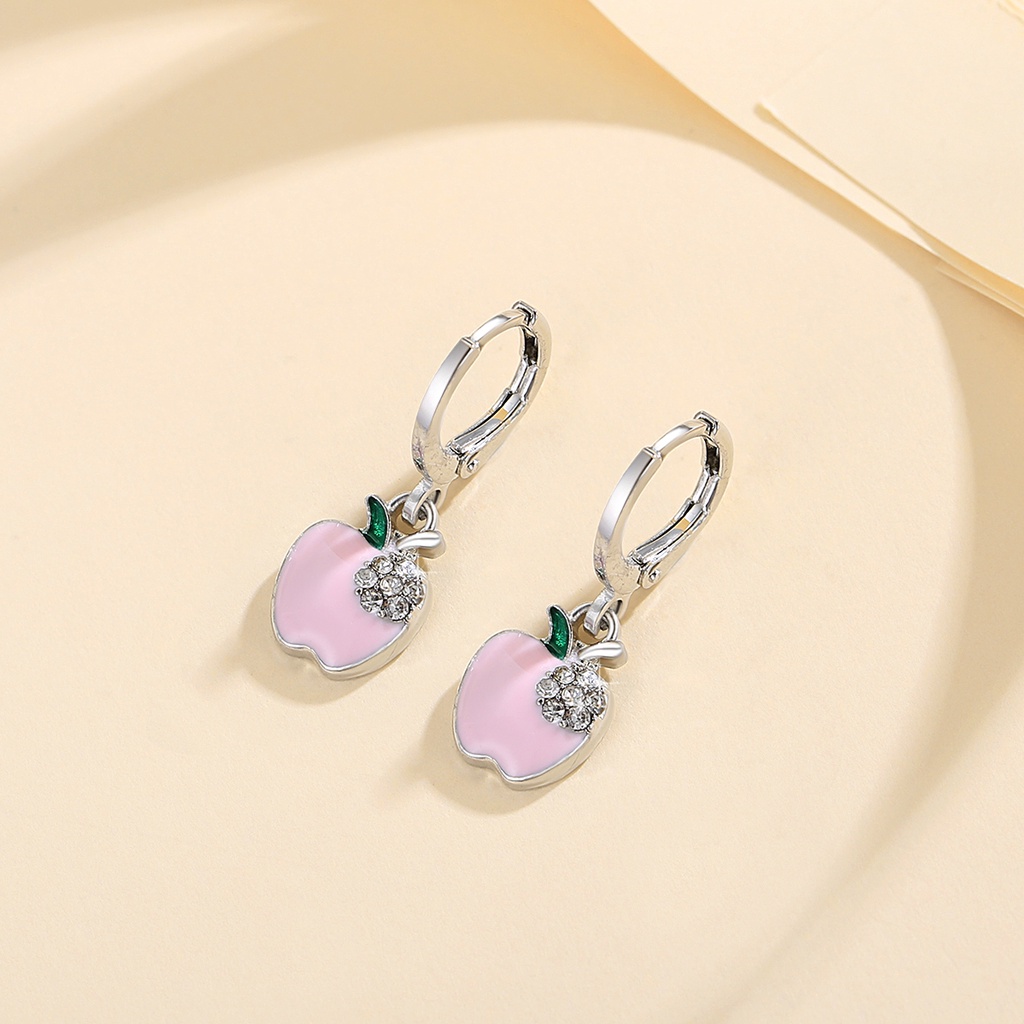 Y573 [COD✔]Anting-Anting Apple Anak-Anak Stainless Steel Berlapis Emas Aksesoris Tahan Pudar
