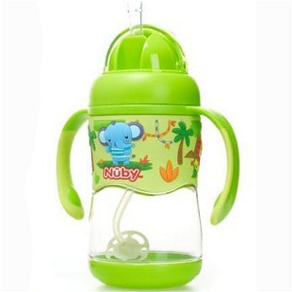 NUBY 118243 400 ml Tritan Bottle Flip it with Straw Green Botol
