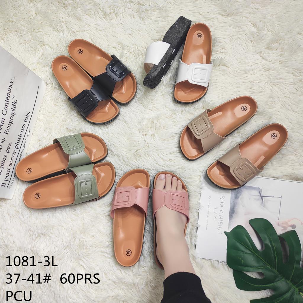 Sandal Slop Wanita Birken Motif Gesper Persegi Import lls 1081-3L 37-41