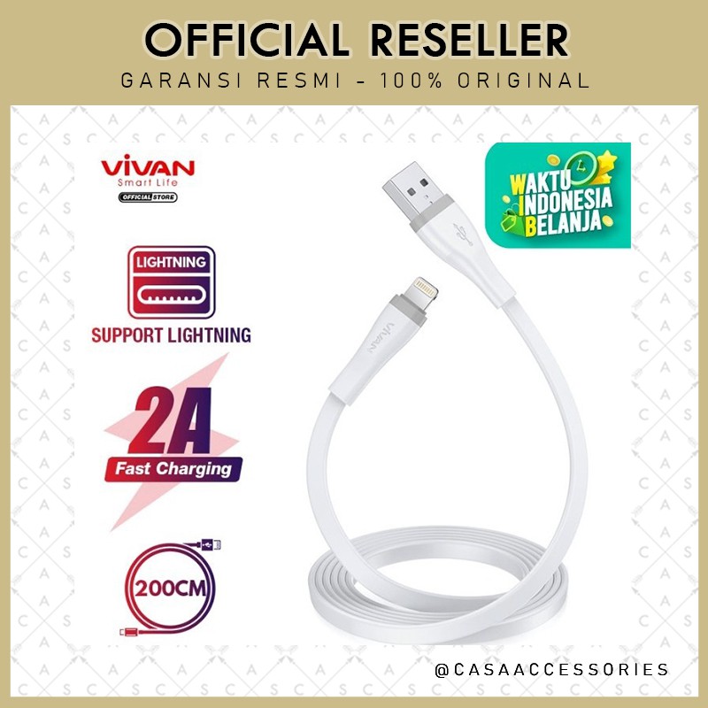 Vivan SL200S 2meter M Kabel Data Cable Lightning Fast Charging 2A