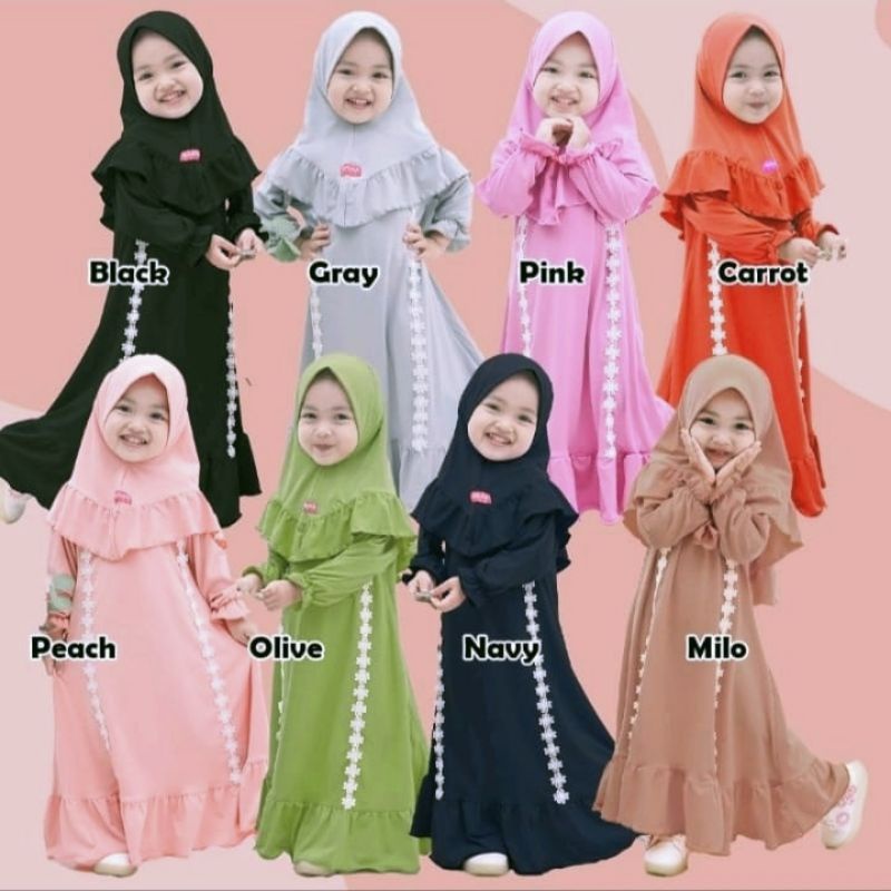 SET GAMIS ANAK TERBARU JERSEY NABILA SERIES PREMIUM 1-9TAHUN/GAMIS ANAK PEREMPUAN/MODEL GAMIS ANAK