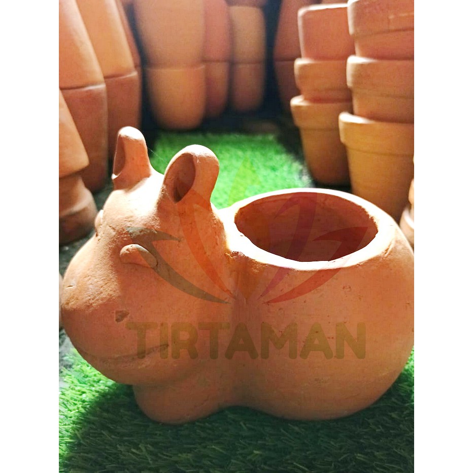 Pot Gerabah Tanah Liat Karakter (Diameter 10 Tinggi 10)