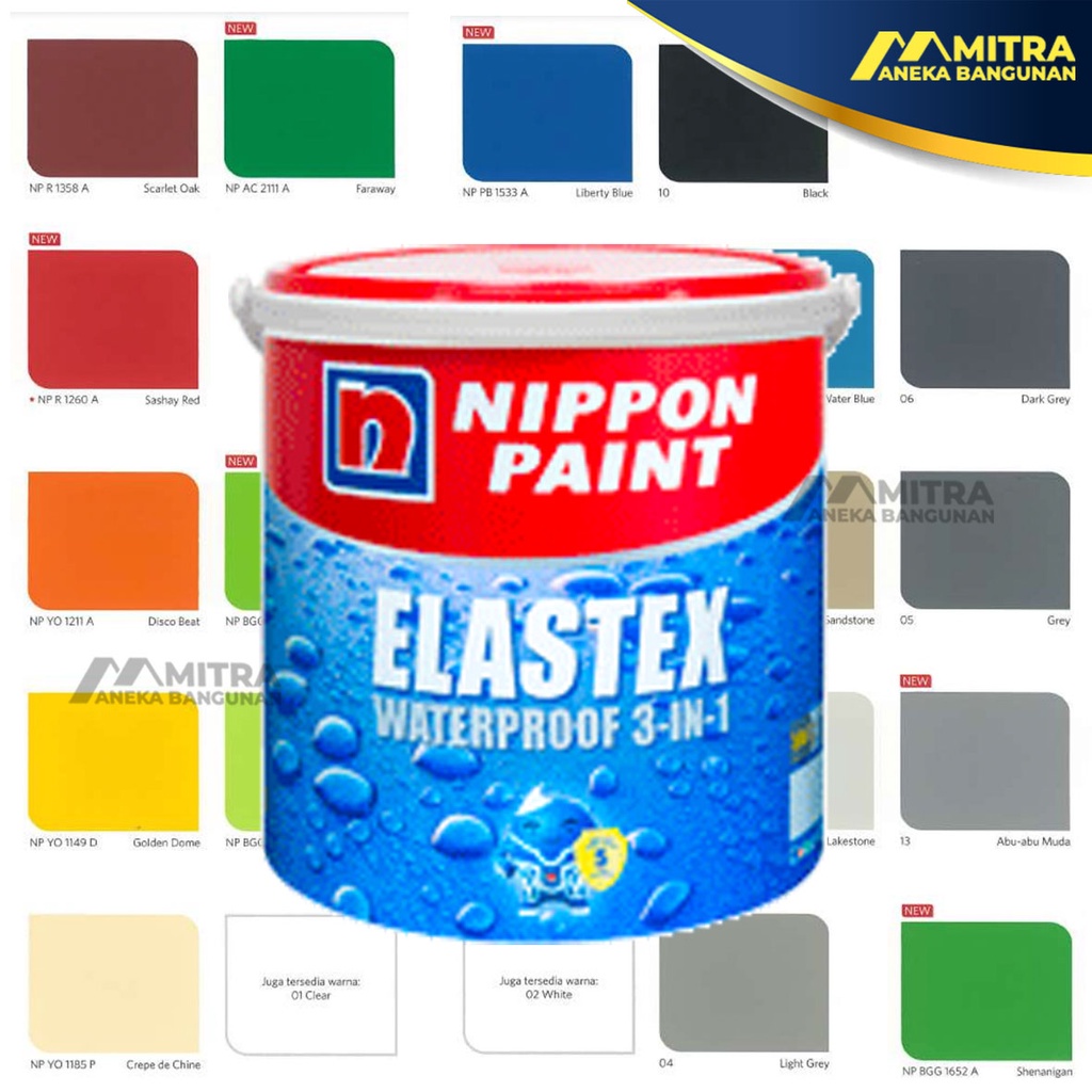 ELASTEX NIPPON PAINT 4 KG / CAT WATERPROOF / CAT PELAPIS ANTI BOCOR / CAT TEMBOK LUAR