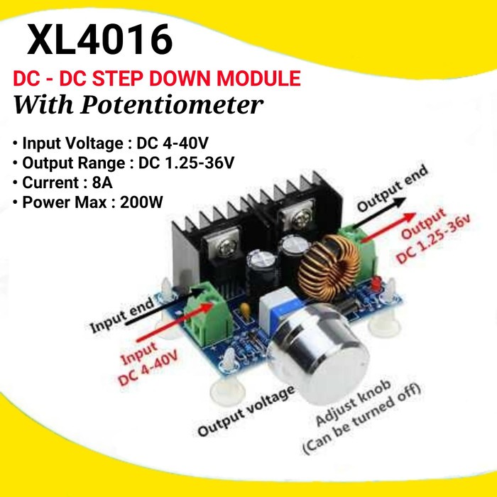 Step Down DC DC 8A 200W Modul Penurun Tegangan Dengan Potensio XL4016