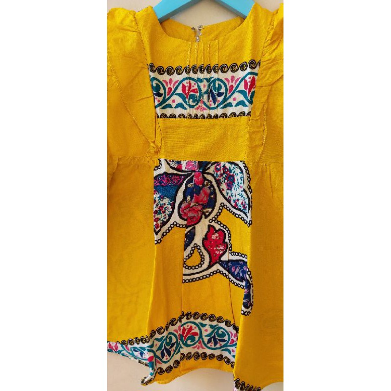 Baju batik anak perempuan Pakaian batik anak baju batik Dress Batik Anak kuning