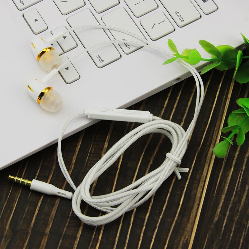 Earphone In-ear Dengan Mikrofon Earphone Kabel Headphone Desain Garis Neon