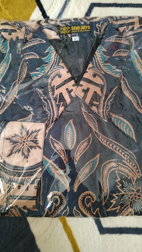 Kemeja Batik Pria Lengan Panjang Mahardika Navy Full Furing Baju Hem Atasan Premium Modern Katun