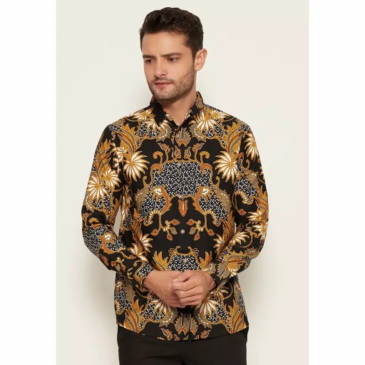 M231 Kemeja Pria Batik Panjang Hitam 1508