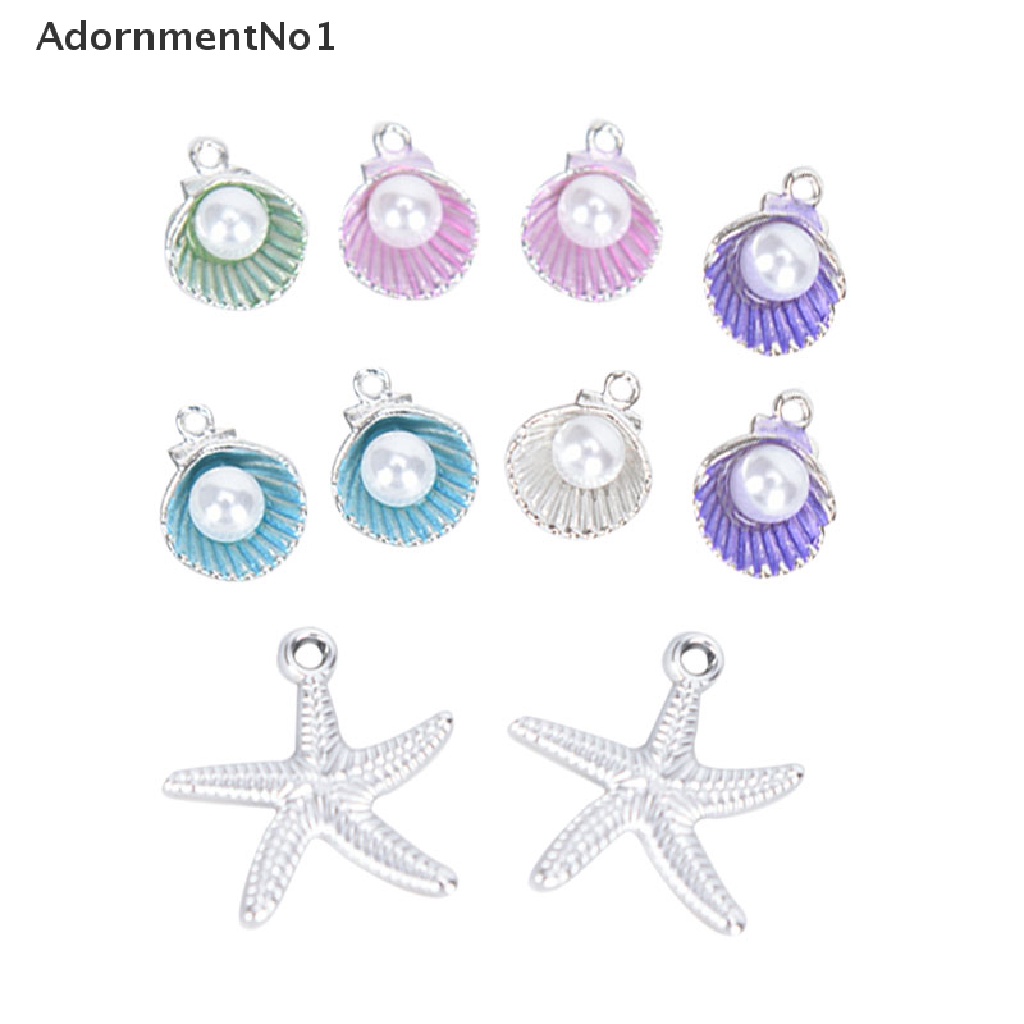 (AdornmentNo1) 10pcs / Set Liontin Enamel Bentuk Bintang Laut / Kerang / Mutiara Untuk DIY Perhiasan