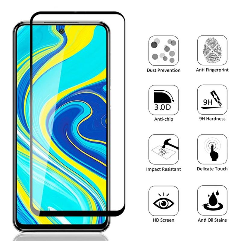 COD-3IN1 TG Soft Case Karbon Shock Proof Redmi Note 9 Pro Tempered Glass Full Layar Kamera Premium