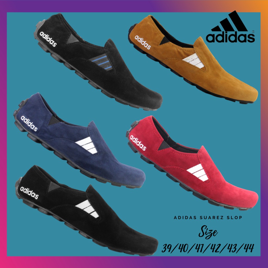 PROMO COD - Sepatu Selop Pria Adidas Suarez Moccasin Slip On Suede Formal Casual Santai Kerja Murah