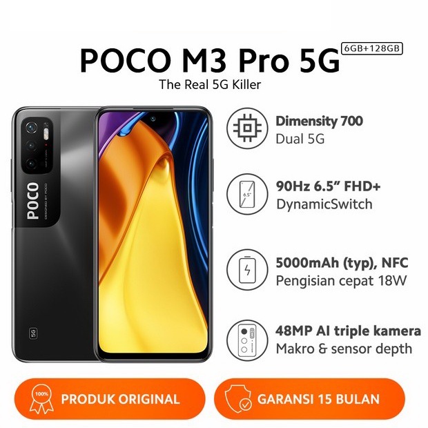 HP Xiaomi Poco M3 Pro 5G 6/128 GB Garansi Resmi New