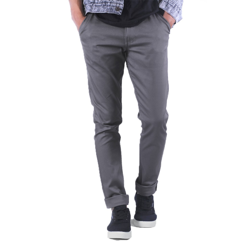 Celana Panjang Pria Chino Slimfit Bahan Kain Melar Casual Cowok Polos Pants Harian Kerja Kantor Formal Jumbo