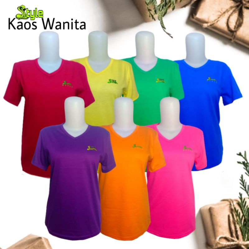 Kaos V Neck Wanita