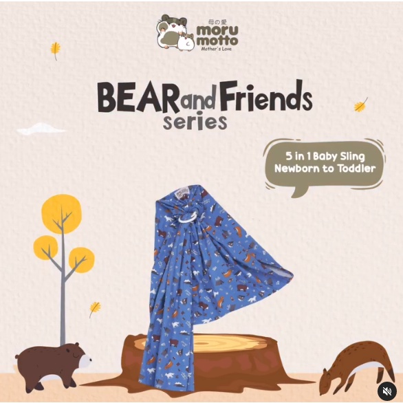 Morumotto 5in1 Baby Sling Bear and Friends / Gendongan Sling Bayi  - MMG4003